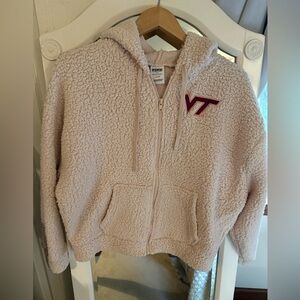 Victoria's Secret PINK Womens Virginia Tech VT Sherpa Zip Jacket Beige Small